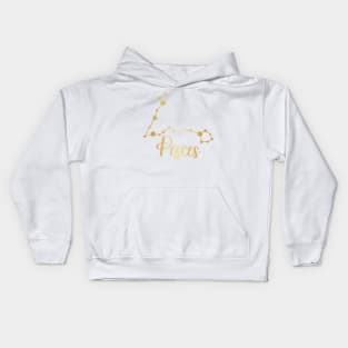 Pisces Zodiac Constellation in Gold Kids Hoodie